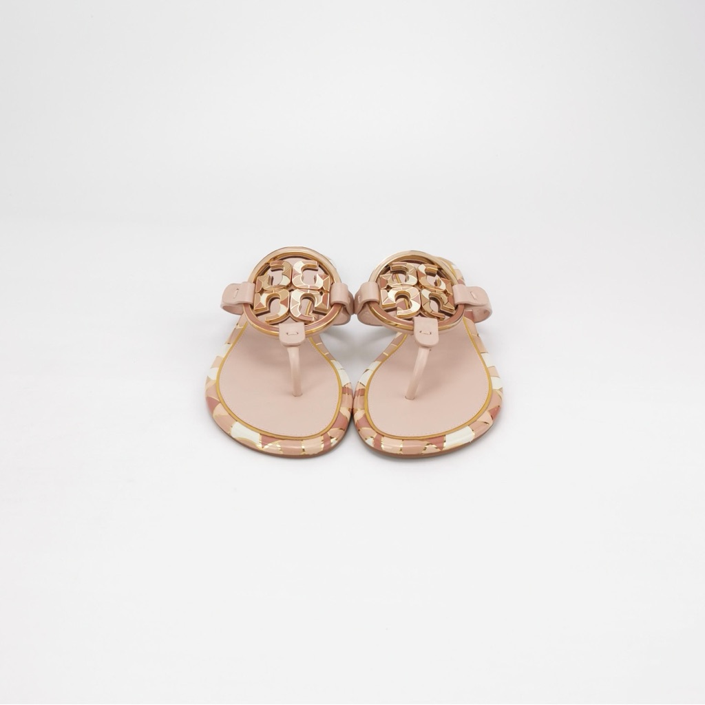 Tory Burch Miller Metallic Logo Thong Sandals - Blush Pink